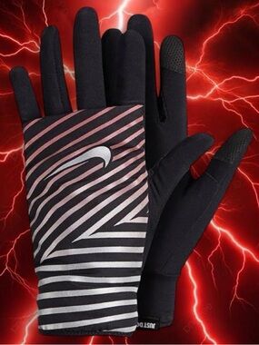 Nike Black Striped Running Gloves